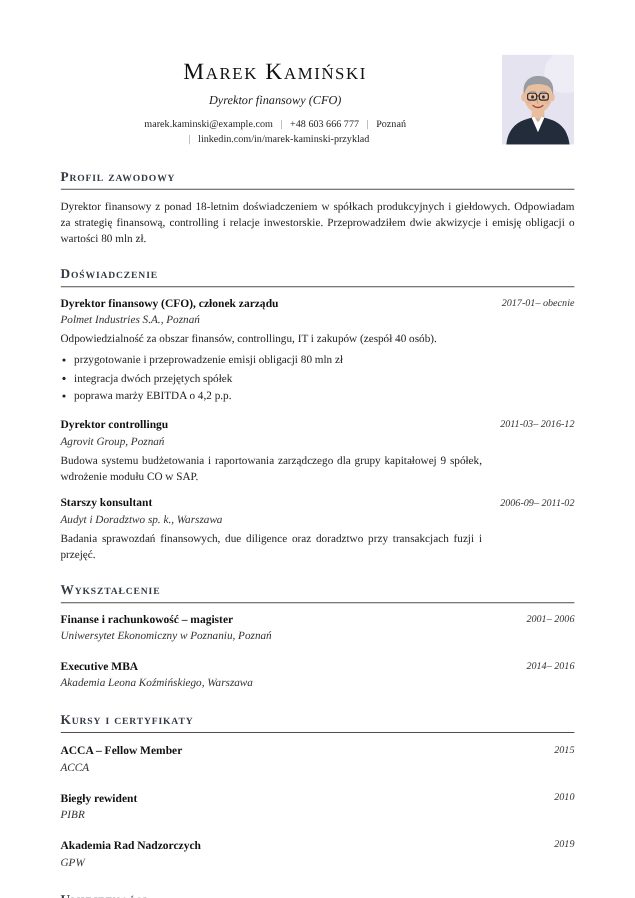 Wzór CV „Akademicki” Szablon CV Akademicki – przykładowe CV wypełnione w kreatorze